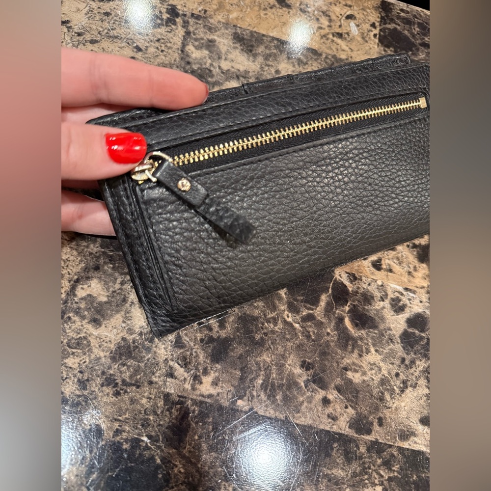 Kate Spade Staci Slim Bifold Wallet in Black Pebbled Leather - Picture 9 of 13